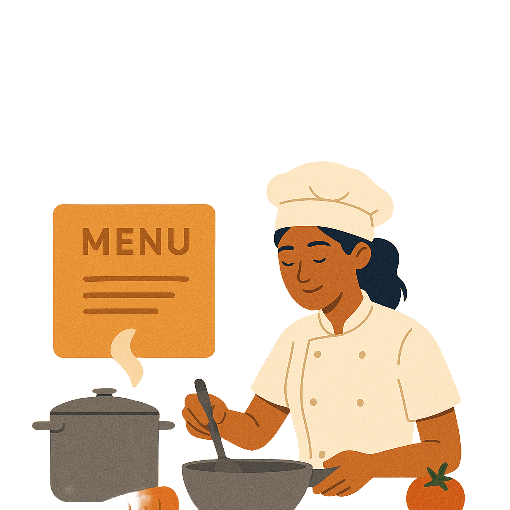 Restaurant staff preparing food